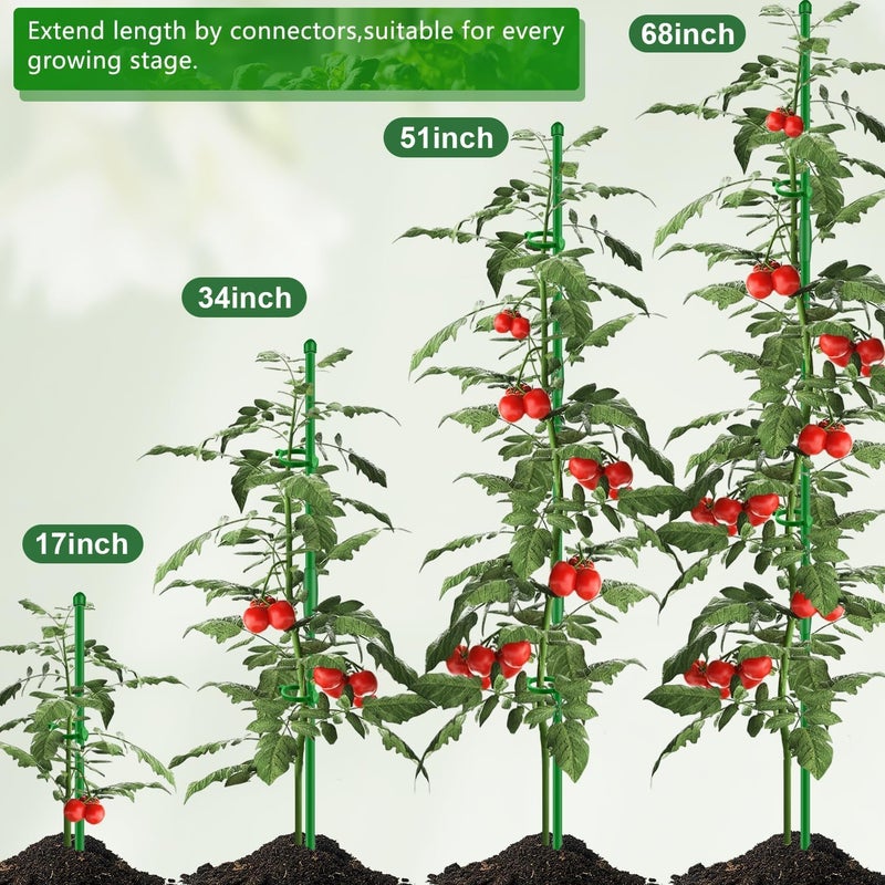 SupKing 30Pcs Plant Support Stakes 17 inch Garden Orchid Sticks Extended to 3ft 4ft 5ft Plant Poles with Clips for Indoor Outdoor Potted Tomato Rose Amaryllis Vegetables Comes with 20 Ties - Image 4